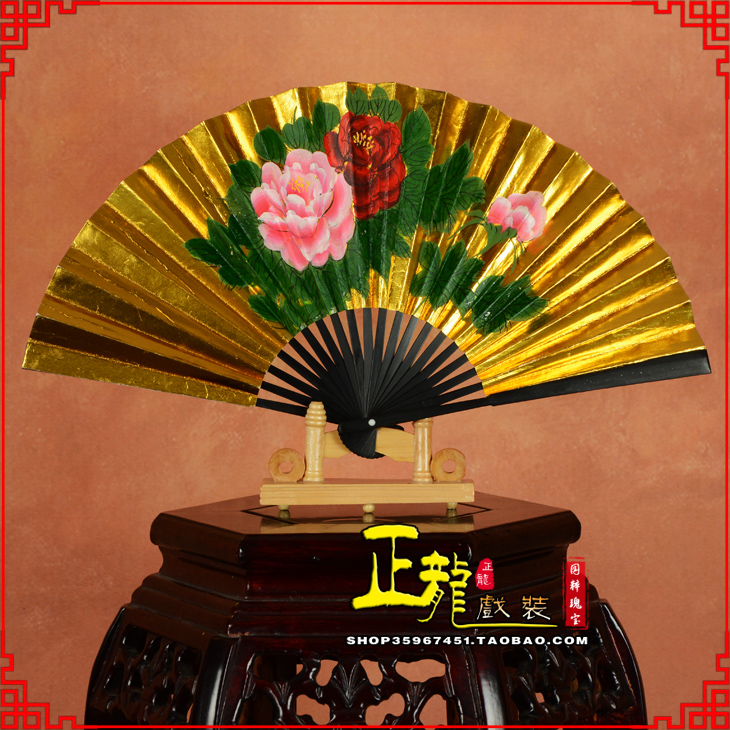 饶阳京剧戏曲戏剧贵妃醉酒牡丹折扇儿童扇子7寸8寸9寸 金扇