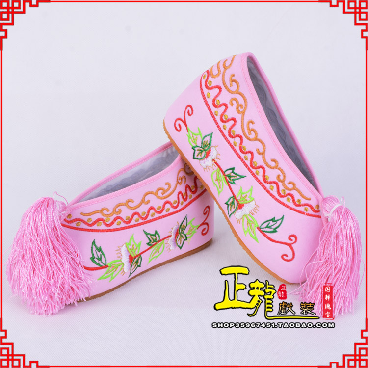 饶阳花旦鞋女绣花彩鞋 舒适款草花内高彩鞋